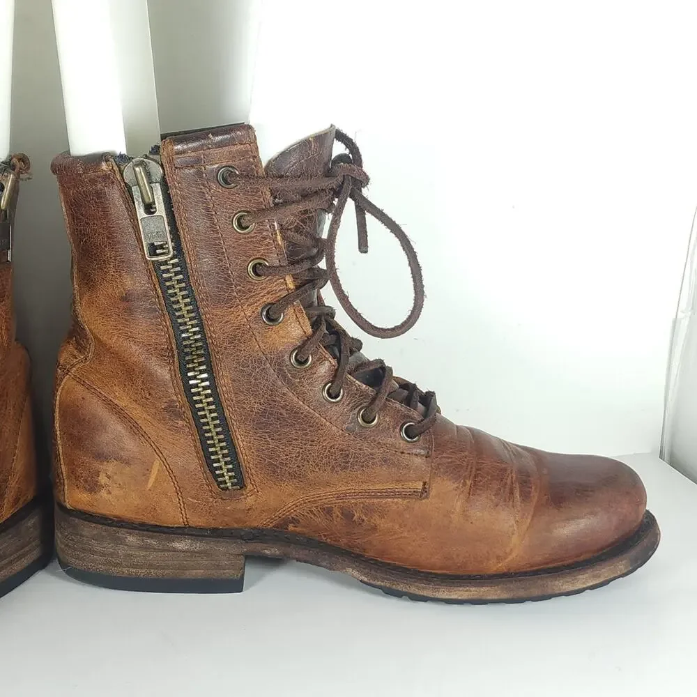 Freebird By Steven Manchester Women's US9 Brown Distressed Leather LaceUp Boot